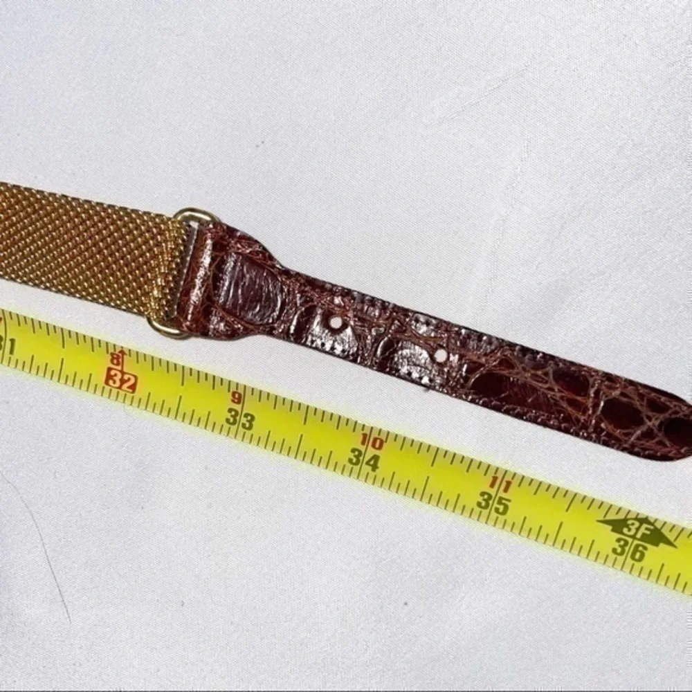 Gold Chain Belt Brown Genuine Leather